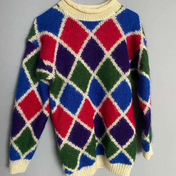 80s geometric wool knit - Picture 1 of 5